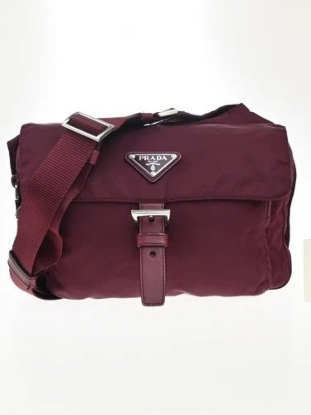 PRADA Logo Tessuto Crossbody Shoulder Bag Nylon Leather Red SHW 73KP542 - Picture 1 of 15